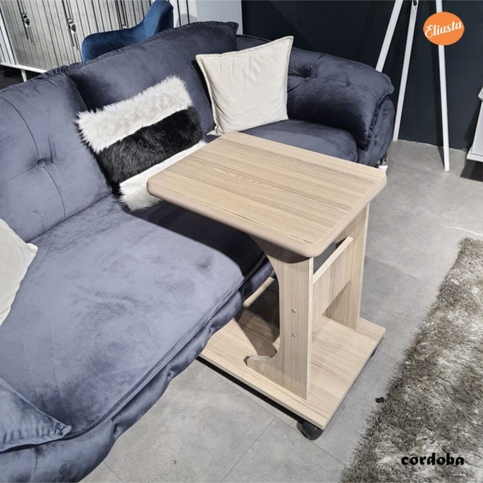 Tekerlekli C Yan Sehpa Ofis Sehpası Laptop Sehpası % 100 Mdf Koltuk Yanı Sehpa