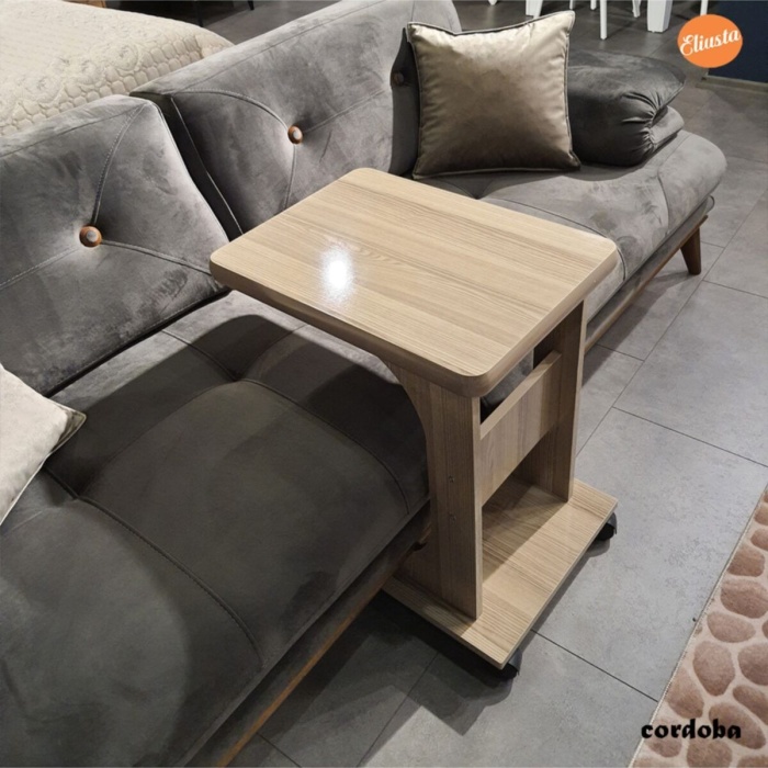 Tekerlekli C Yan Sehpa Ofis Sehpası Laptop Sehpası % 100 Mdf Koltuk Yanı Sehpa