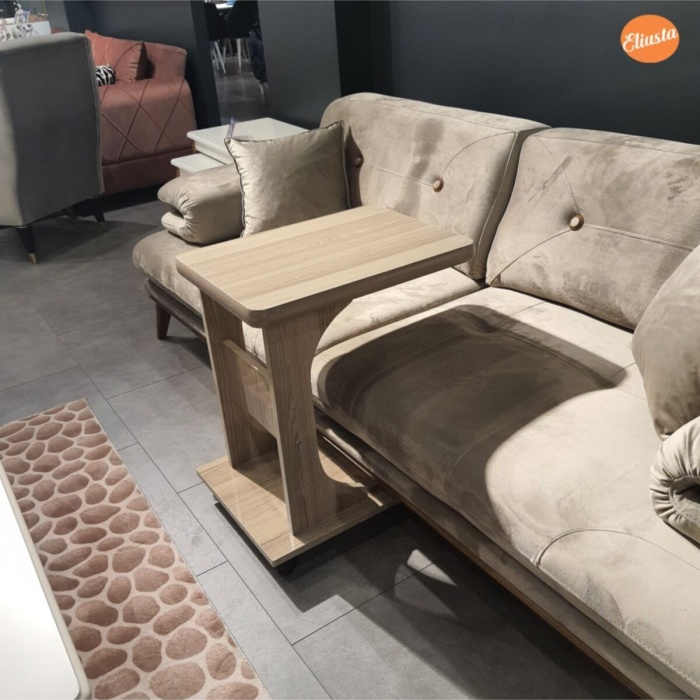 Tekerlekli C Yan Sehpa Ofis Sehpası Laptop Sehpası % 100 Mdf Koltuk Yanı Sehpa