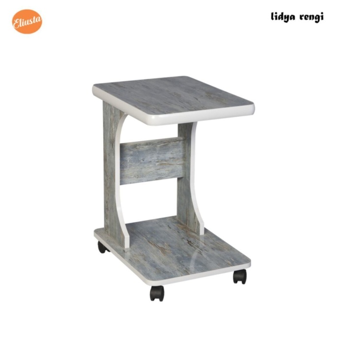 Tekerlekli C Yan Sehpa Ofis Sehpası Laptop Sehpası % 100 Mdf Koltuk Yanı Sehpa