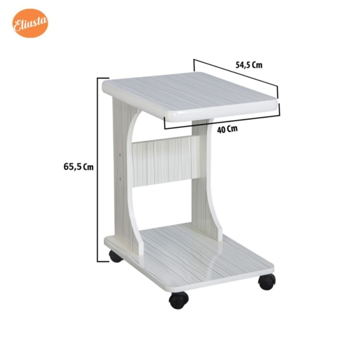 Tekerlekli C Yan Sehpa Laptop Sehpası % 100 Mdf Koltuk Yanı Sehpa