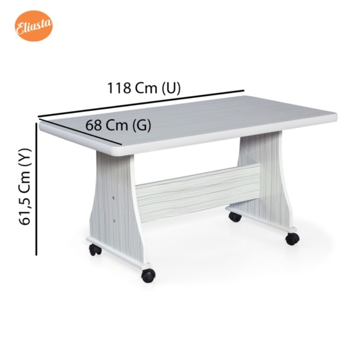 Tekerlekli %100 Mdf Masa Bahçe Masası Ofis Sehpası Orta Sehpa