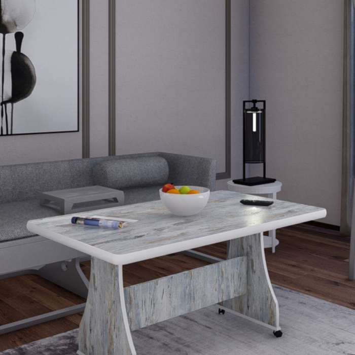 Tekerlekli %100 Mdf Masa Bahçe Masası Ofis Sehpası Orta Sehpa