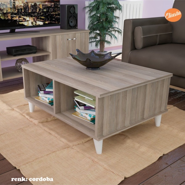 Raflı Orta Sehpa Orta Masa Ofis Sehpa Salon Sehpa Ofis Sehpası