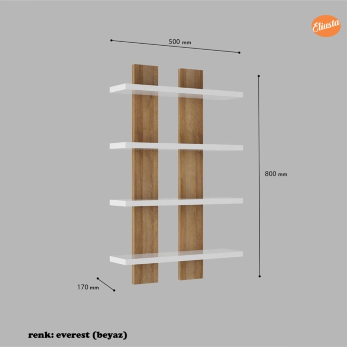Dört Raflı Duvar Ünitesi Dörtlü Duvar Rafı Kitaplık
