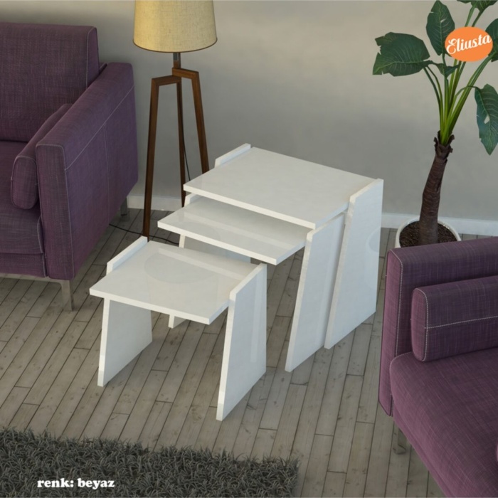 3 Lü Zigon Sehpa Yan Sehpa Dikdörtgen