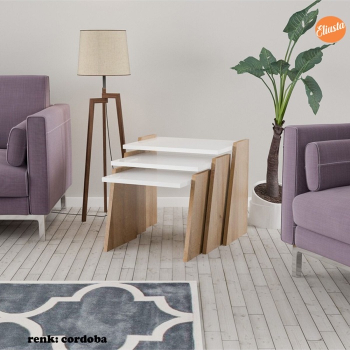 3 Lü Zigon Sehpa Yan Sehpa Dikdörtgen