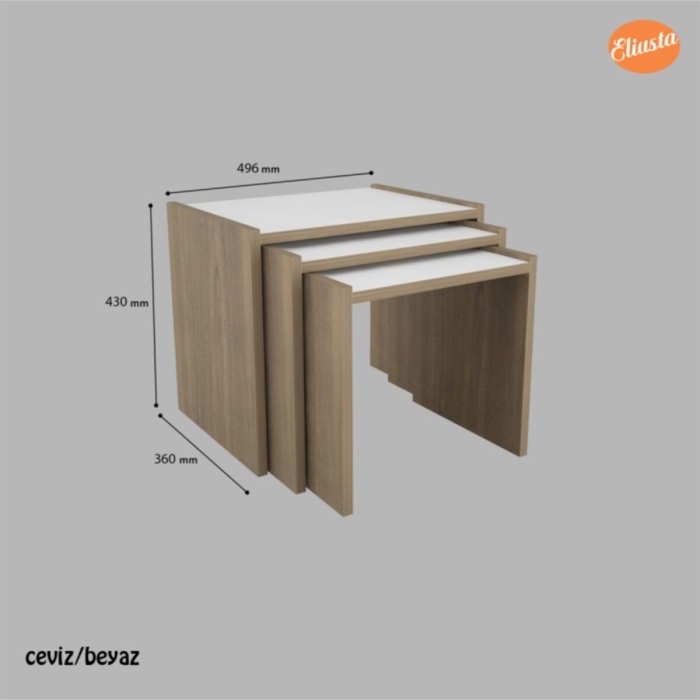 3lü Zigon Sehpa Dikdörtgen