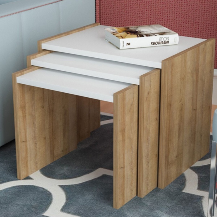 3 Lü Zigon Sehpa Dikdörtgen Yan Sehpa