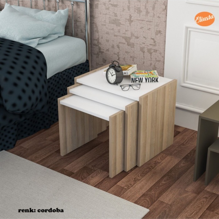 3 Lü Zigon Sehpa Dikdörtgen Yan Sehpa