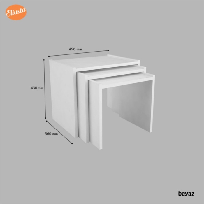 3lü Zigon Sehpa Dikdörtgen Laptopluk