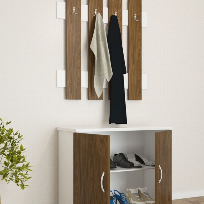 Portmanto Takım Ayakkabılık Vestiyer Askılıklı Ayakkabı Dolabı Raflı