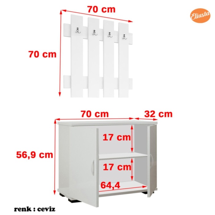 Portmanto Takım Ayakkabılık Vestiyer Askılıklı Ayakkabı Dolabı Raflı