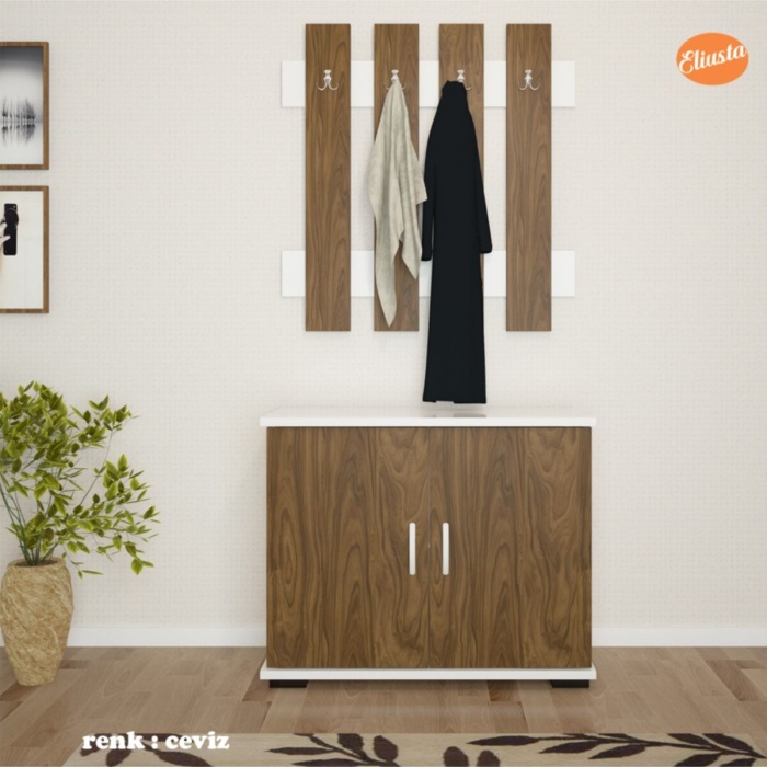 Portmanto Takım Ayakkabılık Vestiyer Askılıklı Ayakkabı Dolabı Raflı