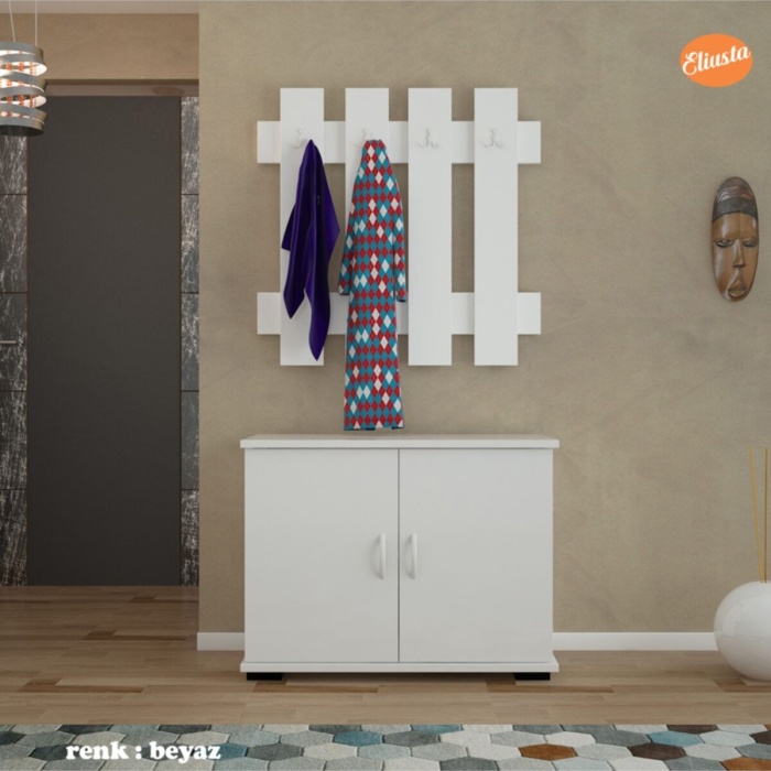 Askılıklı Vestiyer Takım Ayakkabılık Portmanto Askılıklı Ayakkabı Dolabı