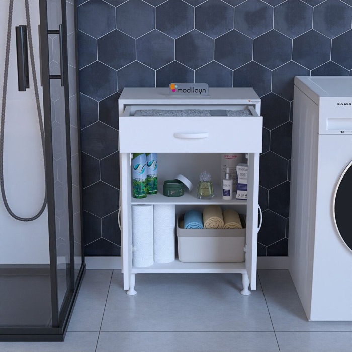 Mutfak Dolabı Çekmeceli Ve 2 Kapaklı Çok Amaçlı Dolap Banyo Dolabı Ofis Dolabı Raflı