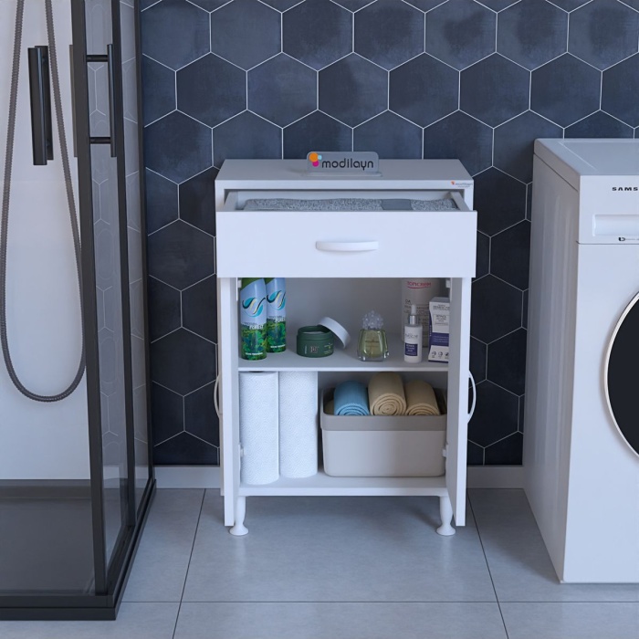 Çok Amaçlı Dolap Çekmeceli Ve 2 Kapaklı Mutfak Dolabı Banyo Dolabı Ofis Dolabı Raflı