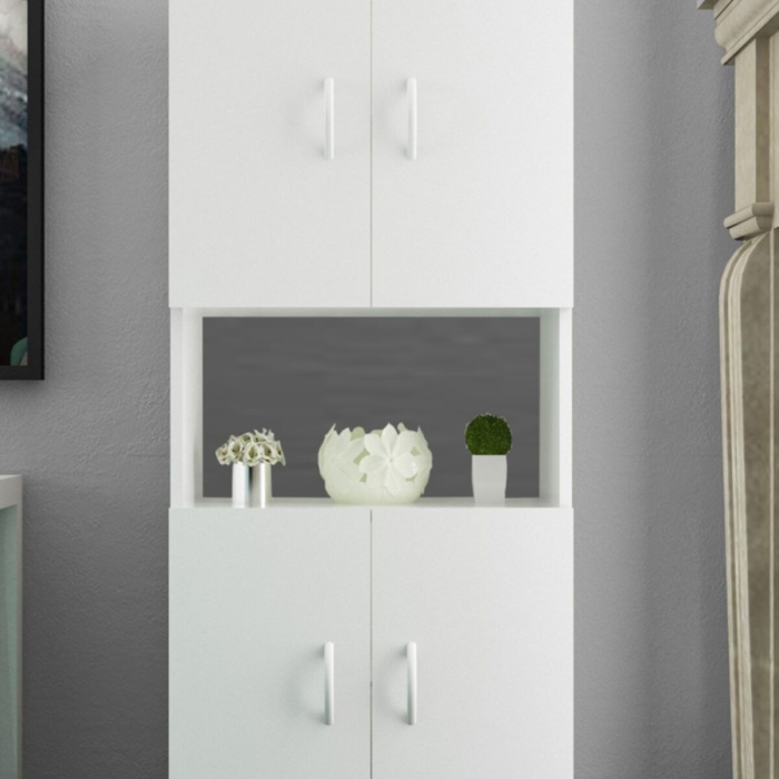 Mikrodalga Dolabı 4 Kapaklı Tek Gözlü Ofis Dolabı Çok Amaçlı Mutfak Dolap