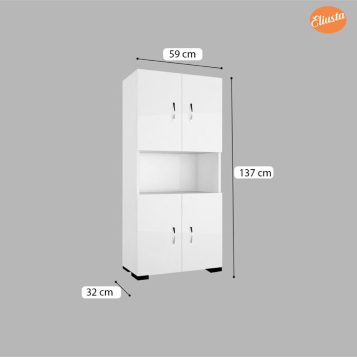 Mikrodalga Dolabı 4 Kapaklı Tek Gözlü Ofis Dolabı Çok Amaçlı Mutfak Dolap