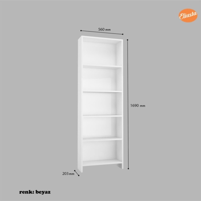 Beş Raflı Arkalıklı Kitaplık Yeni