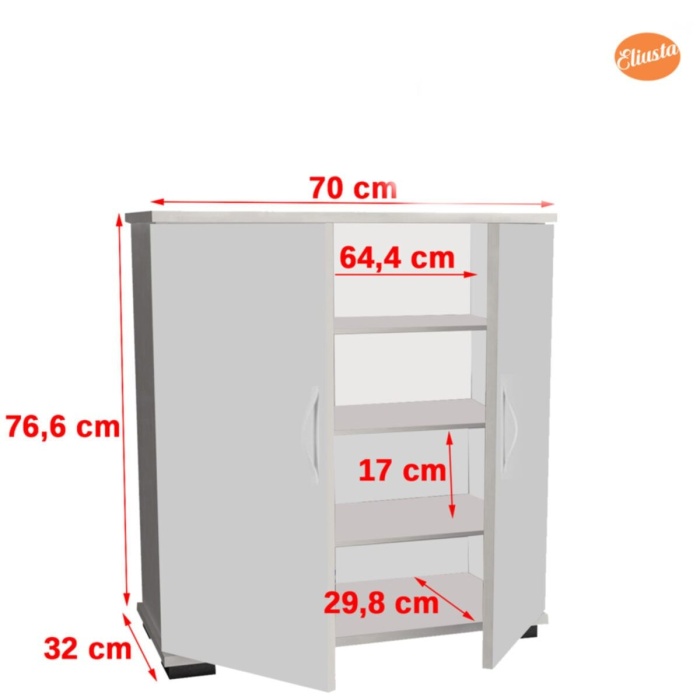 Ayakkabılık 2 Kapaklı Ayakkabı Dolabı Raflı