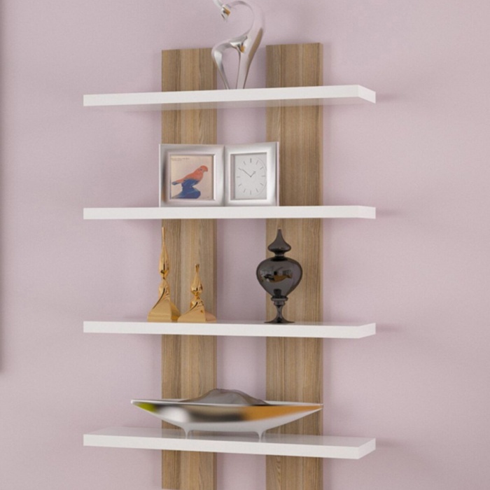 Dört Raflı Duvar Ünitesi Dörtlü Duvar Rafı Kitaplık