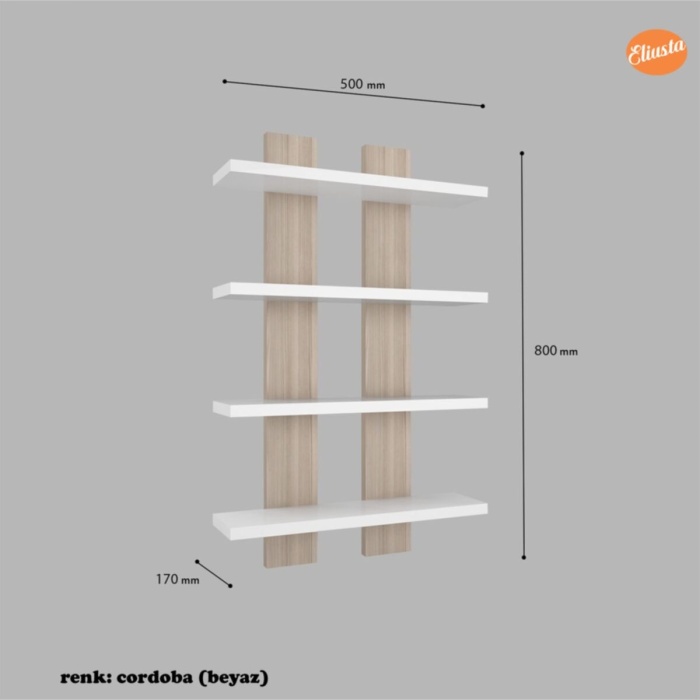 Dört Raflı Duvar Ünitesi Dörtlü Duvar Rafı Kitaplık