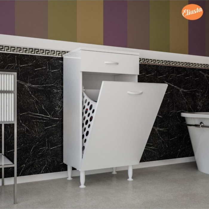 Sepetli Kirli Çamaşır Dolabı Banyo Dolabı Çok Amaçlı