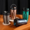 Tyeso Coffe Mug Vakumlu Paslanmaz Çelik Taşıma Kulplu 500 ML Mavi