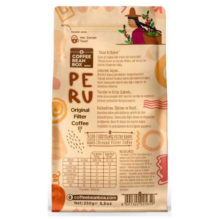 Filtre Kahve Peru Öğütülmüş Kahve 250 Gr 6 Paket
