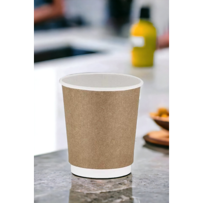 Double Wall Karton Bardak, Çift Cidarlı Model, 8oz Hacim, 100 Adet