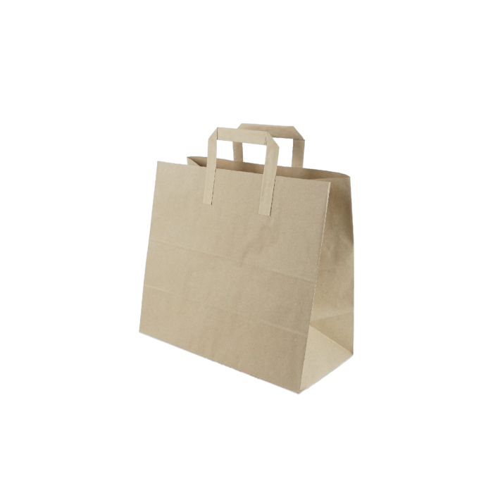 Düz Saplı Kraft Kağıt Çanta, 32x28x16cm Boyutlarında, 50 Adet