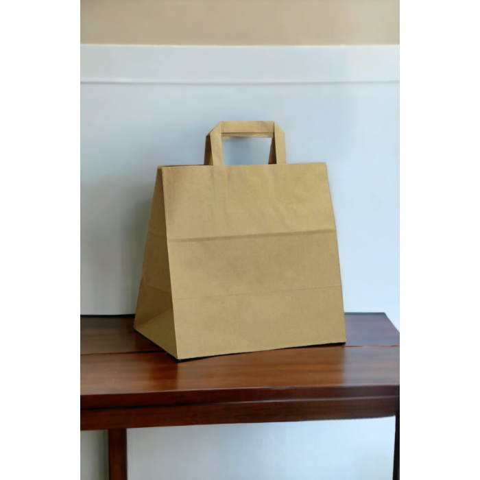 Düz İçten Saplı Kraft Kağıt Çanta, 28x29x17cm Boyutlarında, 50 Adet