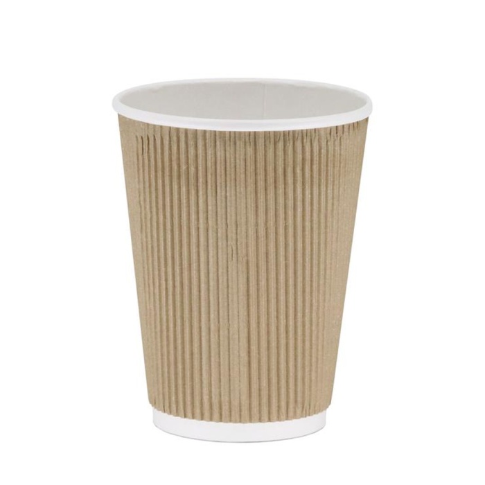 12 oz Şişman Çift Katlı Ripple Kraft Karton Bardak 500 Adet