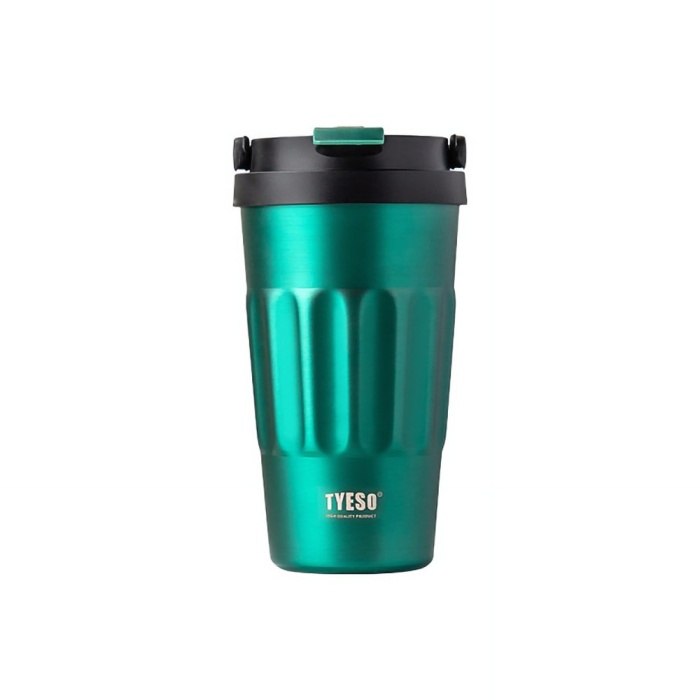 Tyeso Coffe Mug Vakumlu Paslanmaz Çelik Taşıma Kulplu 500 ML Yeşil