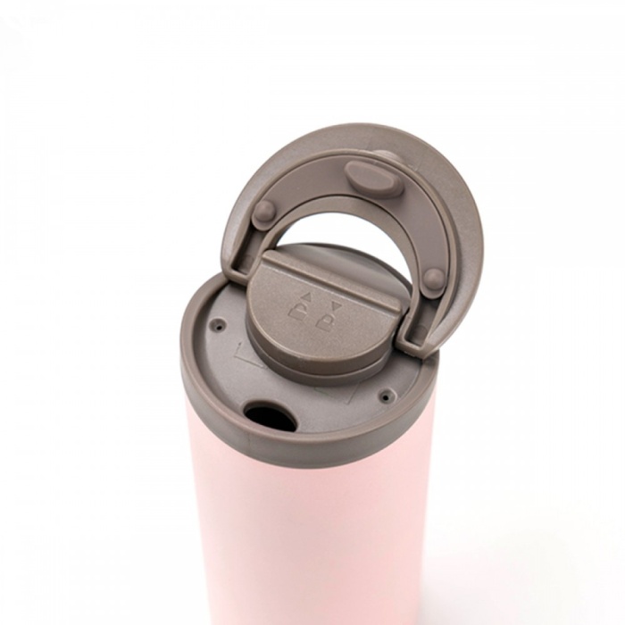 Tyeso Flat Termos Vakumlu Paslanmaz Çelik Taşıma Saplı 360 ML Pembe