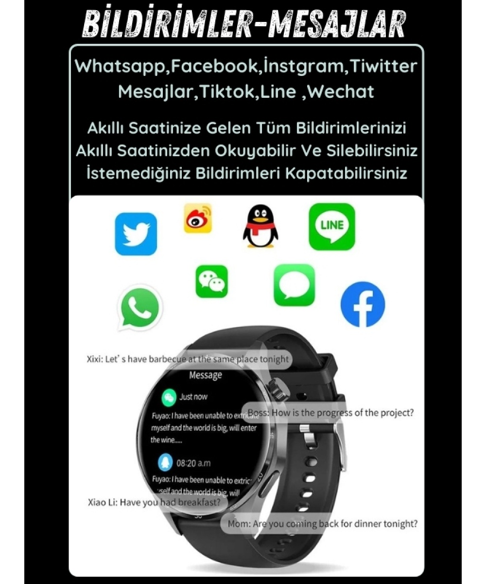 Watch GT4 Siyah Klasik Erkek 46mm Akıllı Saat Bluetooth Sesli Görüşmeli İPhone Huawei Uyumlu 8-9-10