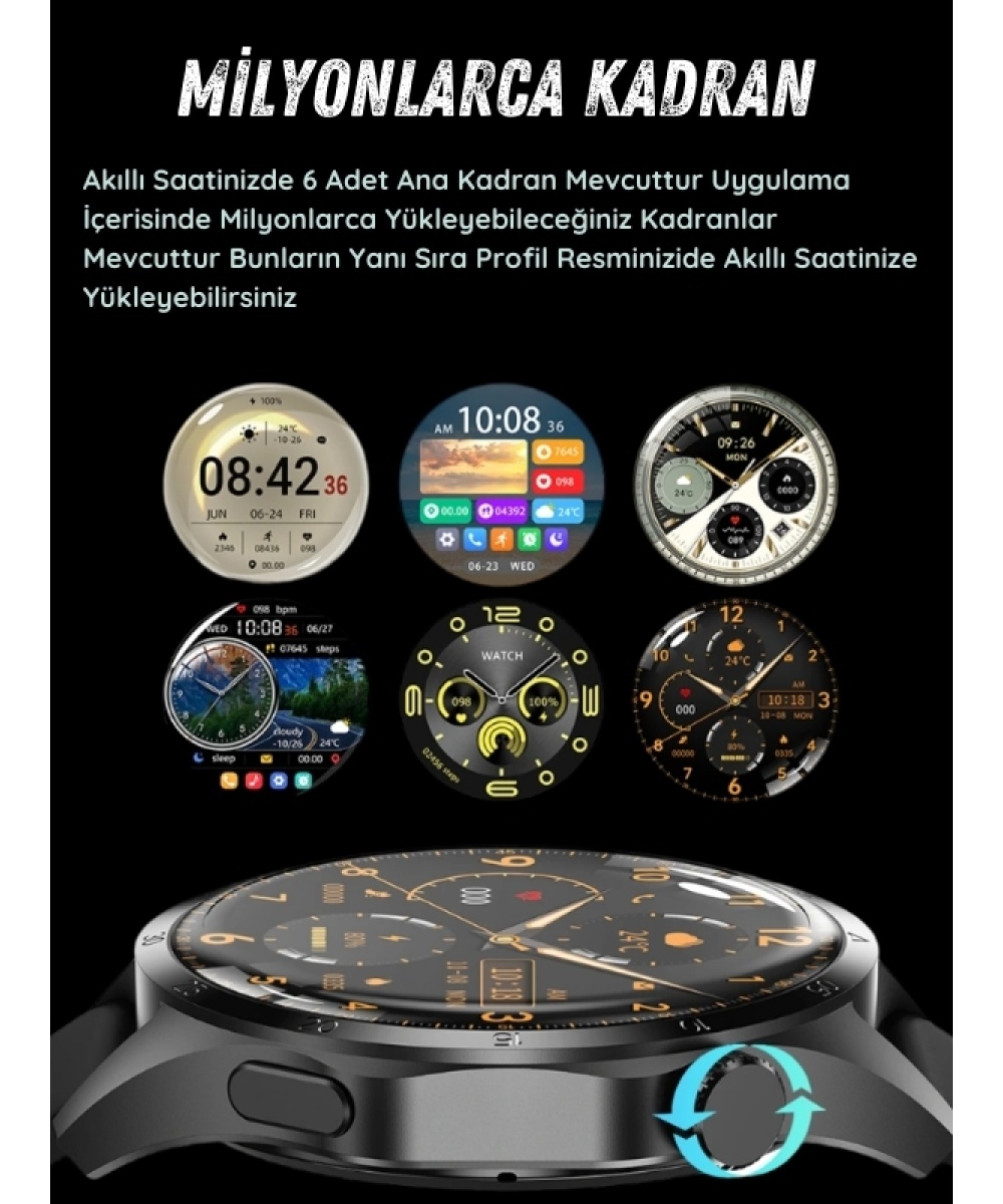 Watch GT4 Siyah Klasik Erkek 46mm Akıllı Saat Bluetooth Sesli Görüşmeli İPhone Huawei Uyumlu 8-9-10