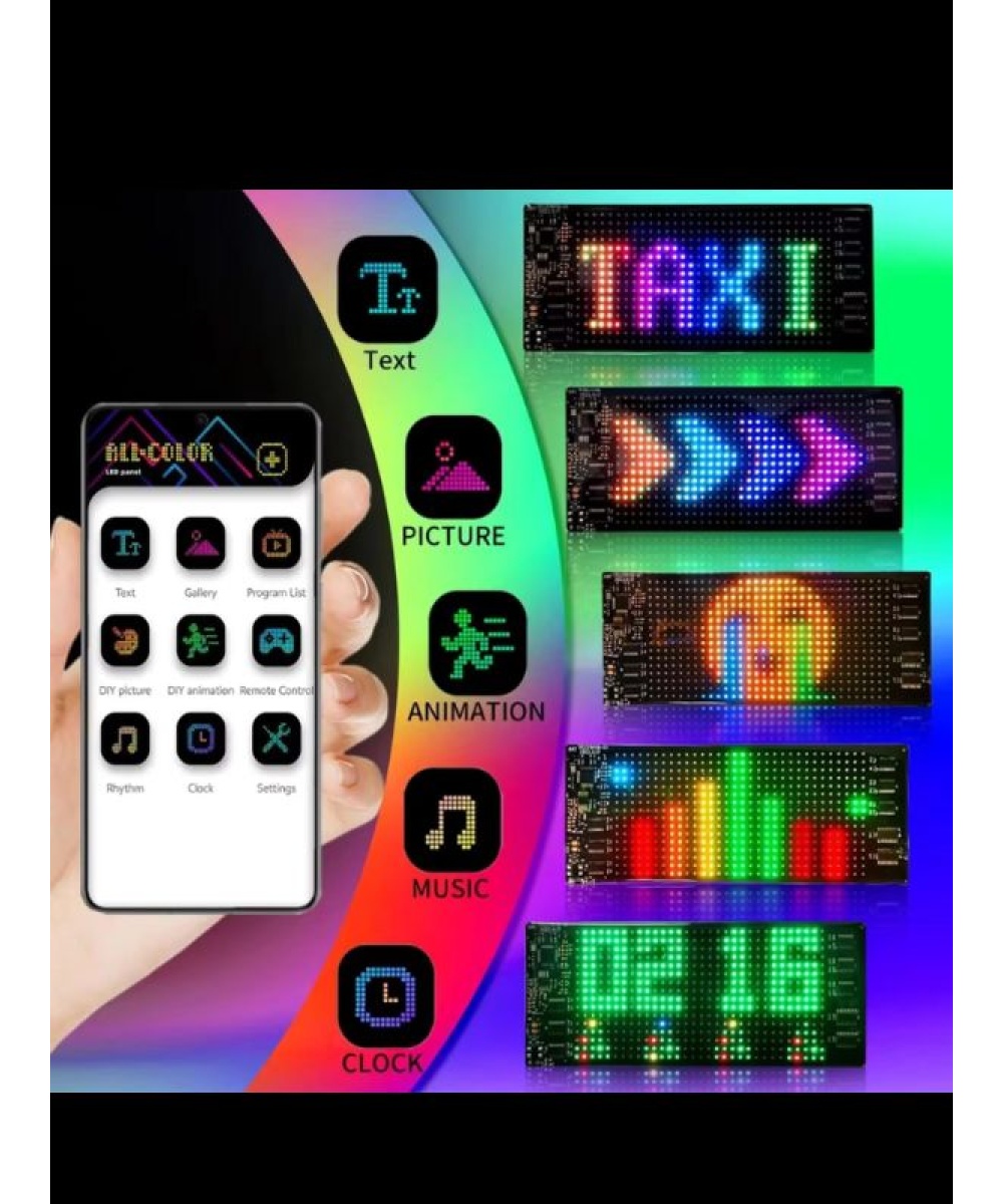 19x176cm Matrix Esnek LED Ekran Şeytan Gözler-Yazı Bluetooth Telefon Kontrollü Araba-Dükkan-Kamyon