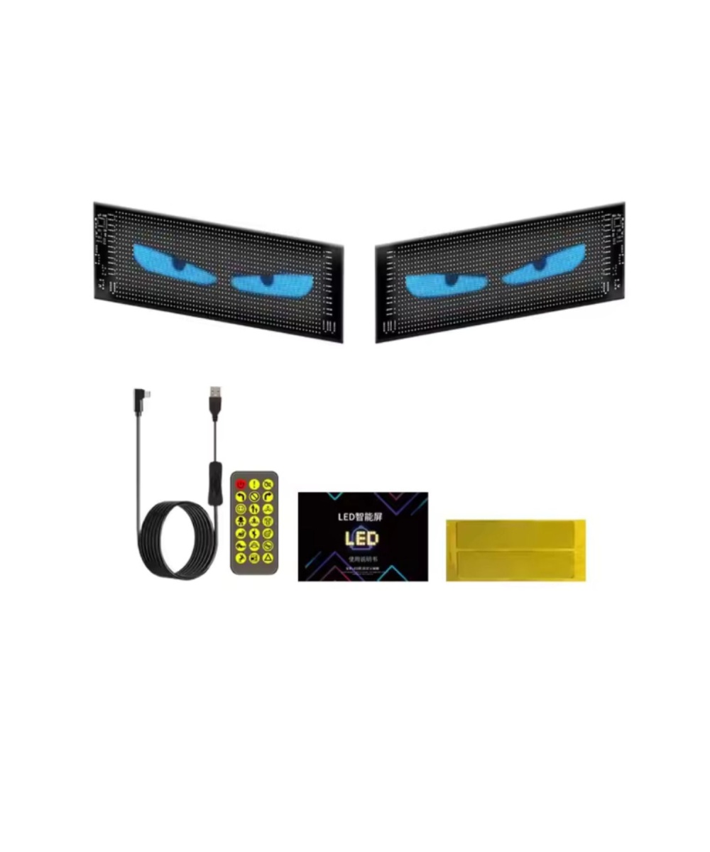70+70cm 2li Şeytan Led Gözler Animasyonlu Araba,kamyon,otobüs Kumandalı Esnek Ön Arka Cam Rgb Ekran