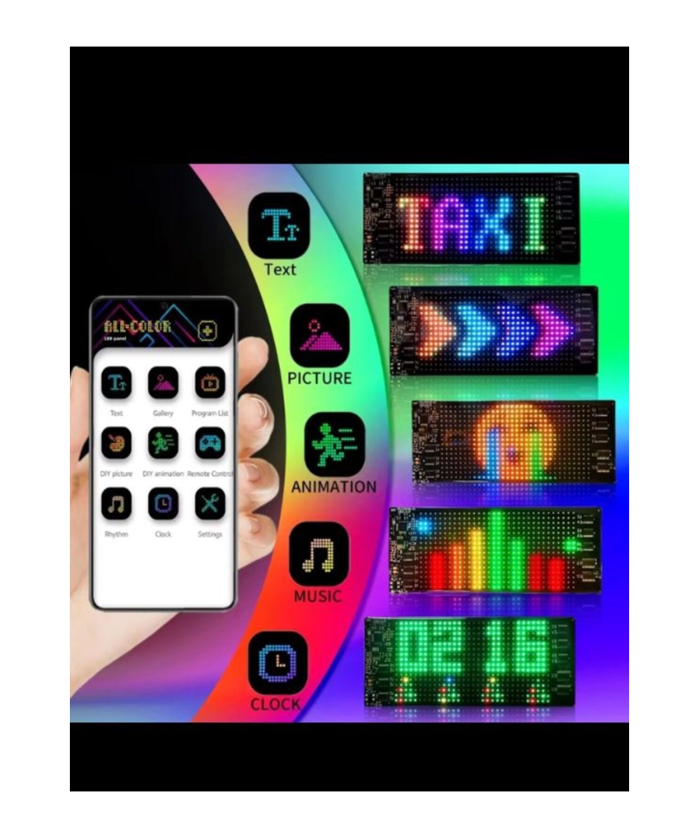 11x37cm Matrix Esnek LED Ekran Şeytan Gözler-Yazı-Gif  Telefon Kontrollü Bluetooth Tabela Araba Kamyon Dükkan
