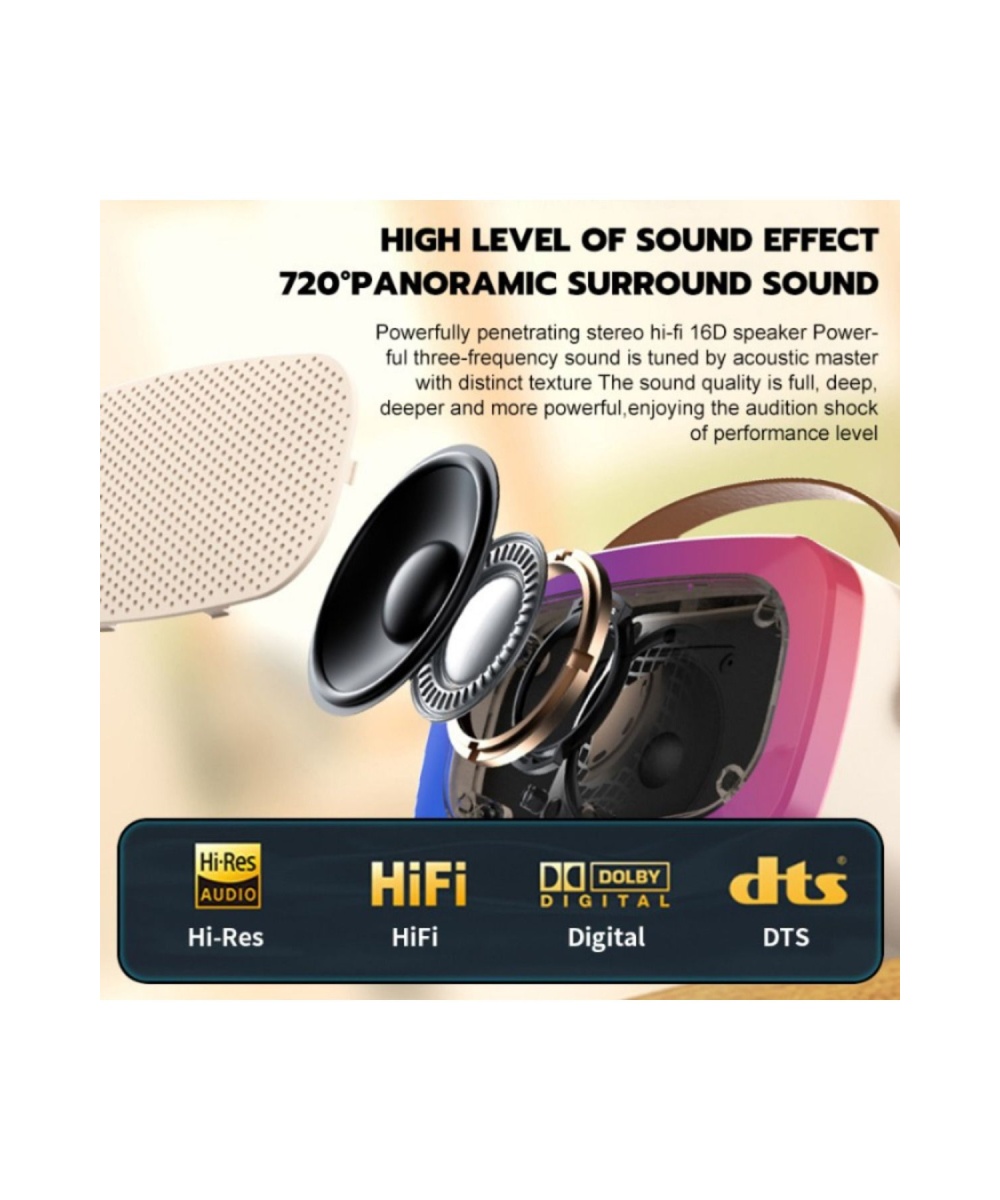 XM66 Mini Karaoke Speaker Taşınabilir Bluetooth Hoparlör Mikrofon Seti Sd,usb,rgb Işıklı Ses Bombası