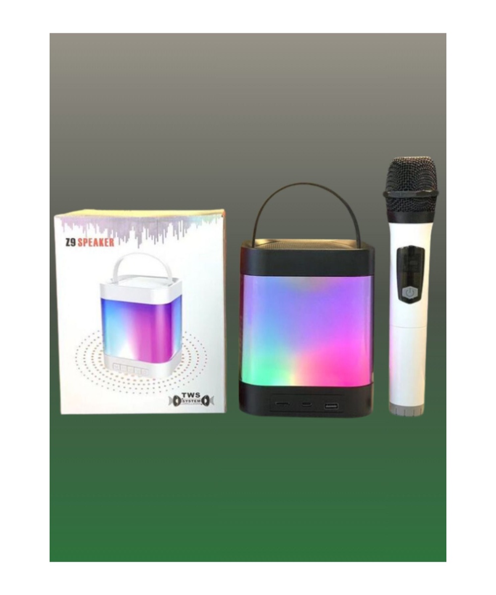 Z9 Speaker Taşınabilir Bluetooth Hoparlör Karaoke Mikrofon Seti SD,USB,Radyo RGB Işıklı Ses Bombası