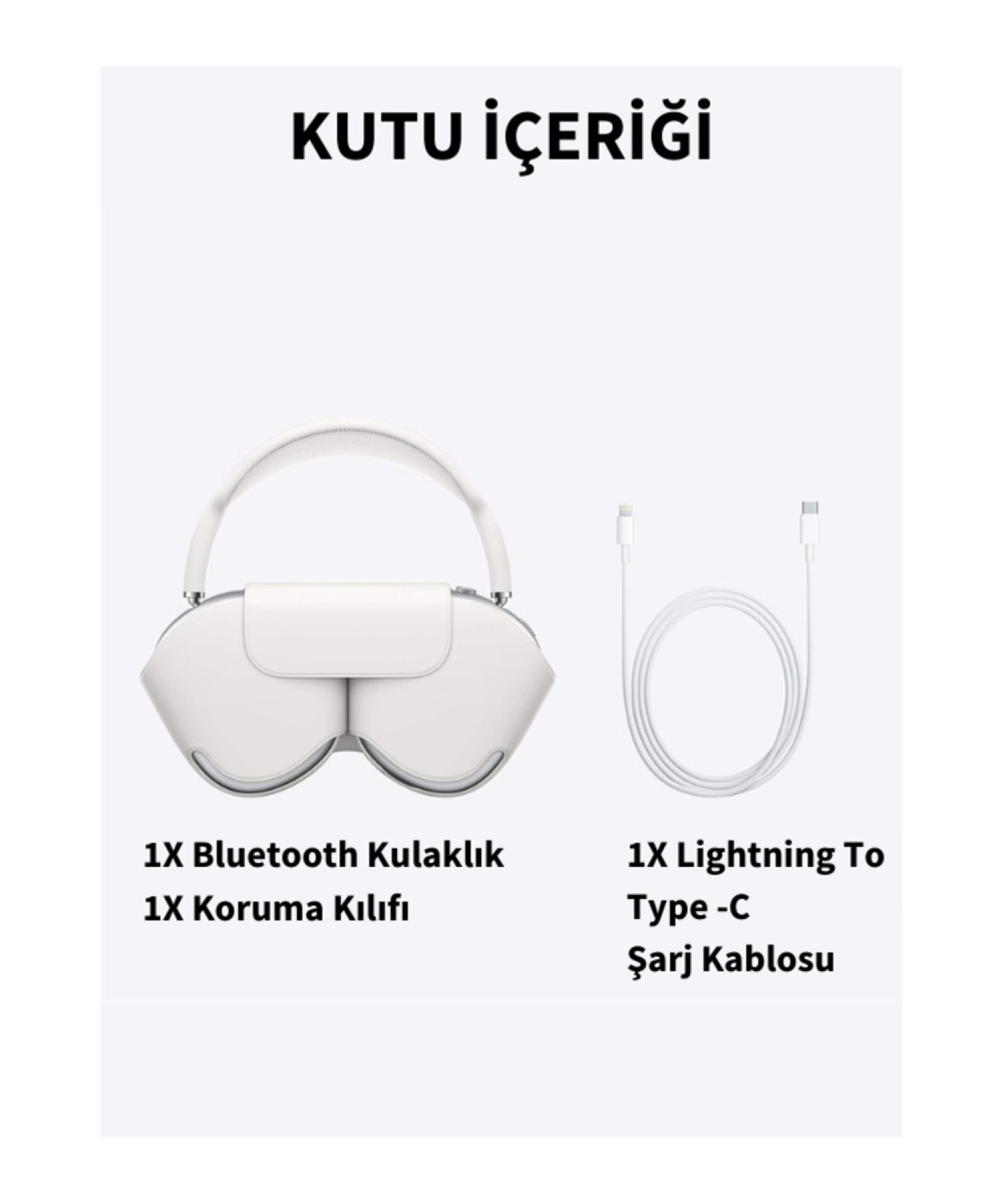 Airpods Max Fileli Kulak Üstü Bluetooth Kulaklık Ve Kılıf Pop-Up Aktif Gürültü Engelleme-Şeffaf Modu iPhone Uyumlu (Lacivert)