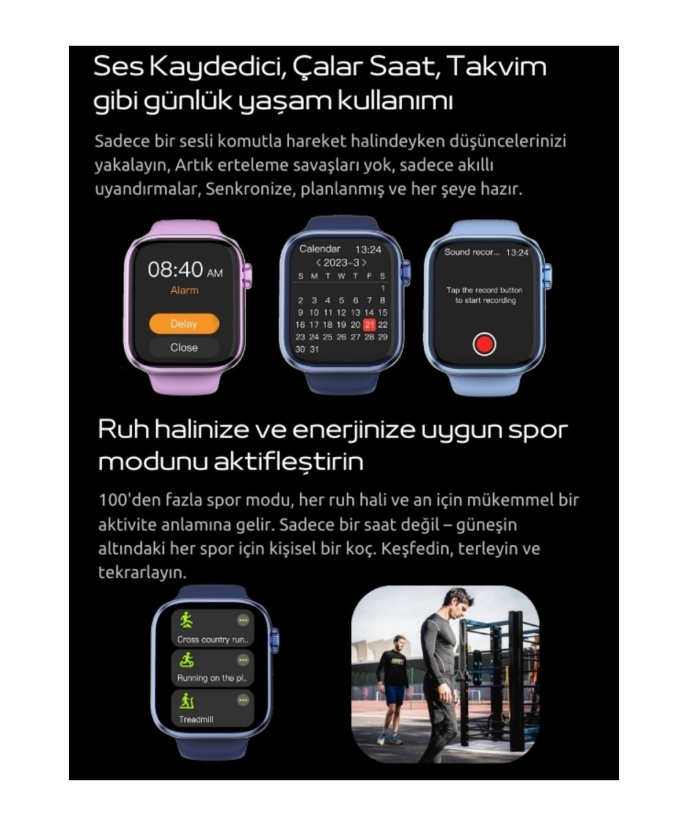 Watch 9 HW Mini 2 Uzay Gri  – 41MM Akıllı Saat, Sesli Görüşmeli, Android-iPhone & Huawei Uyumlu 8-10