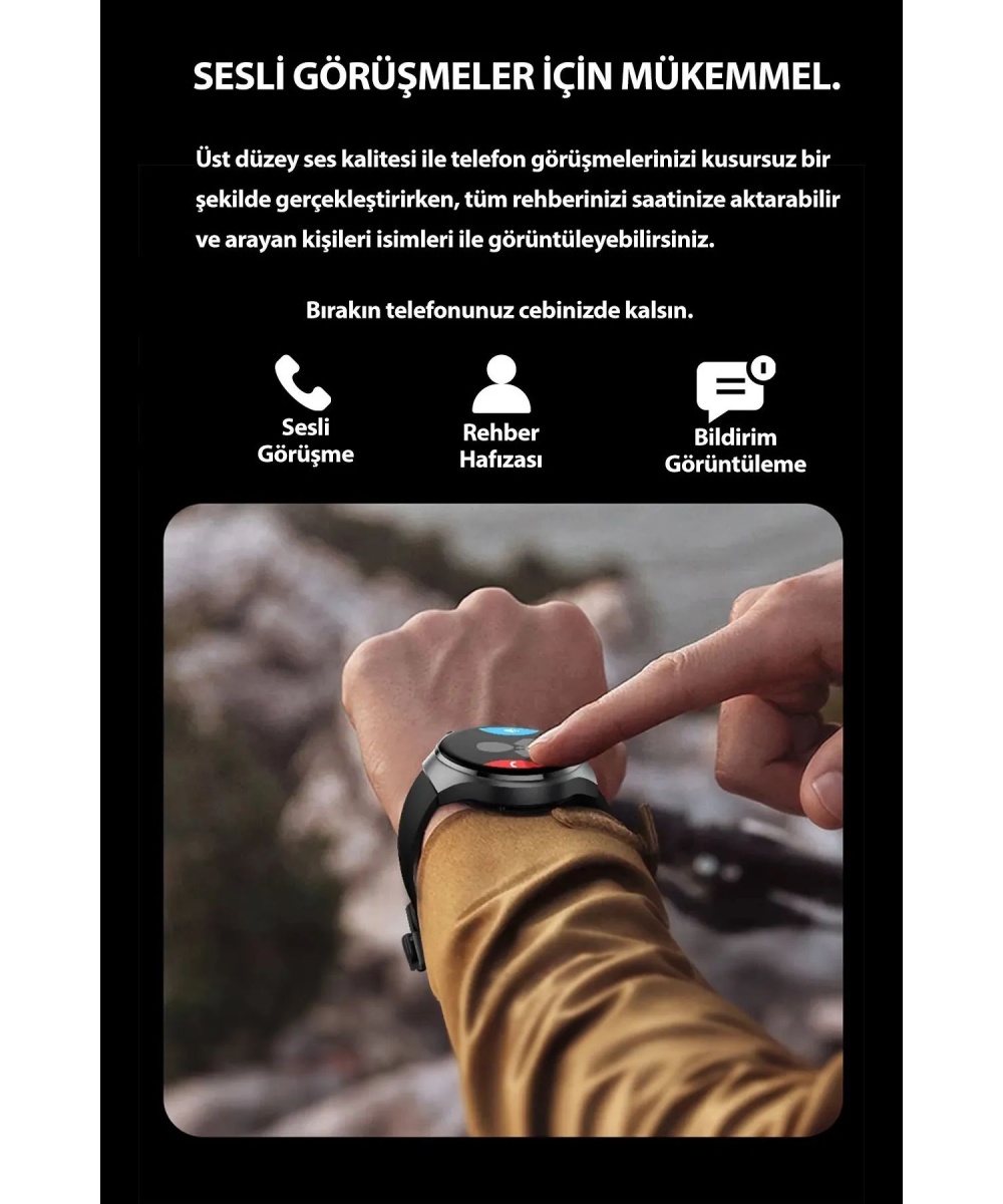 Watch 4 Pro HW16 MAX Siyah 46mm Klasik Erkek Akıllı Saat – AMOLED Ekran Sesli Görüşme iPhone Android -Huawei Uyumlu Howear