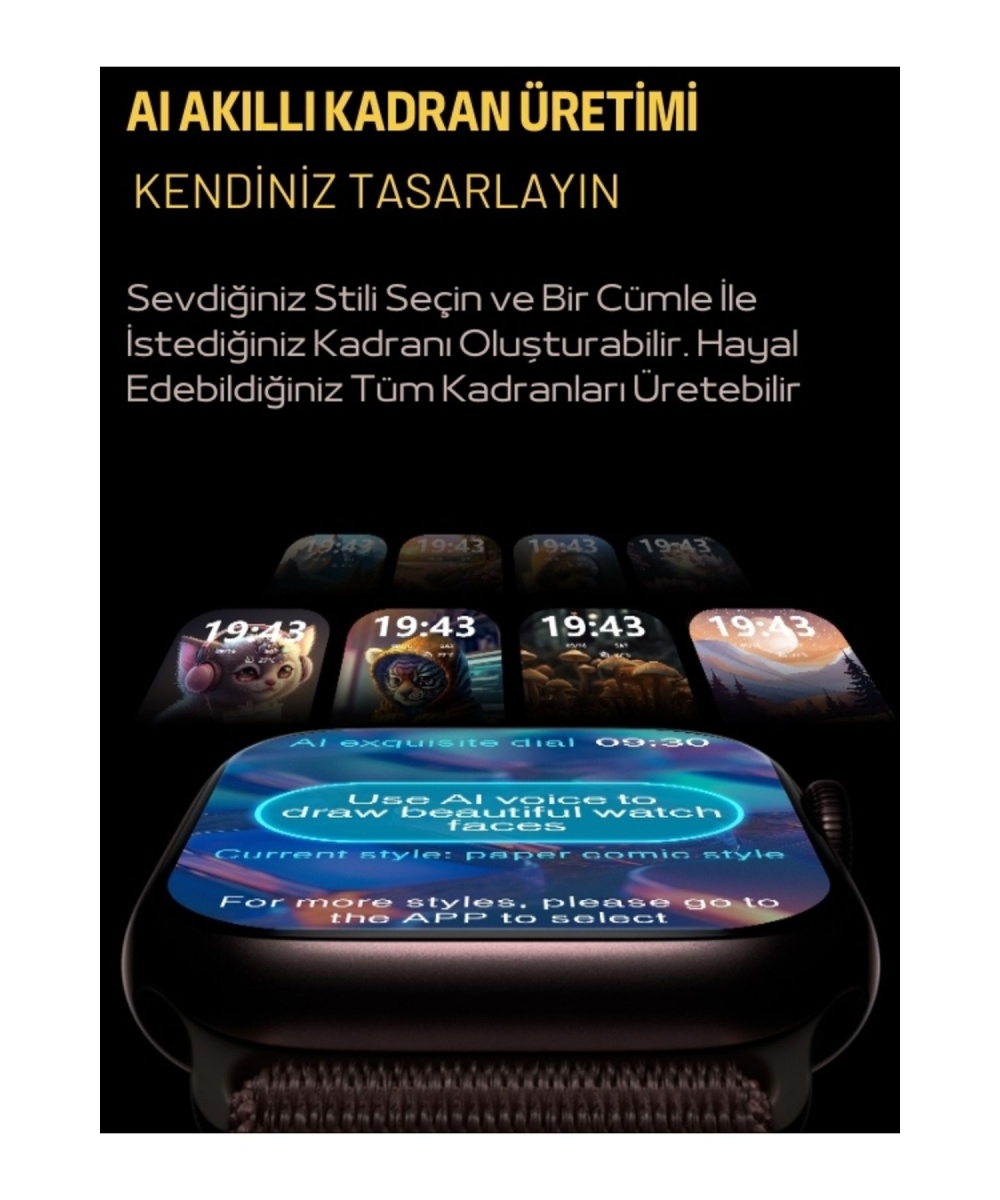 Watch 9 PRO MAX Amoled Ekranlı Sesli Görüşmeli Android Akıllı Saat Spor,EKG,Gps iPhone Huawei Uyumlu