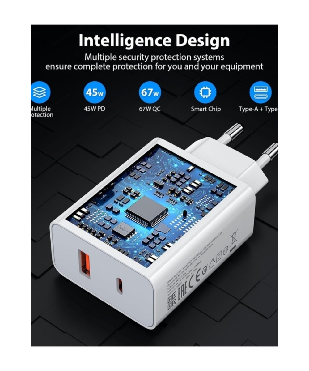 FOX 67W Turbo Telefon Şarj Cihazı Aleti Adaptör/6A Kablo Seti Type C Usb Xiaomi Redmi Uyumlu Duvar Tipi