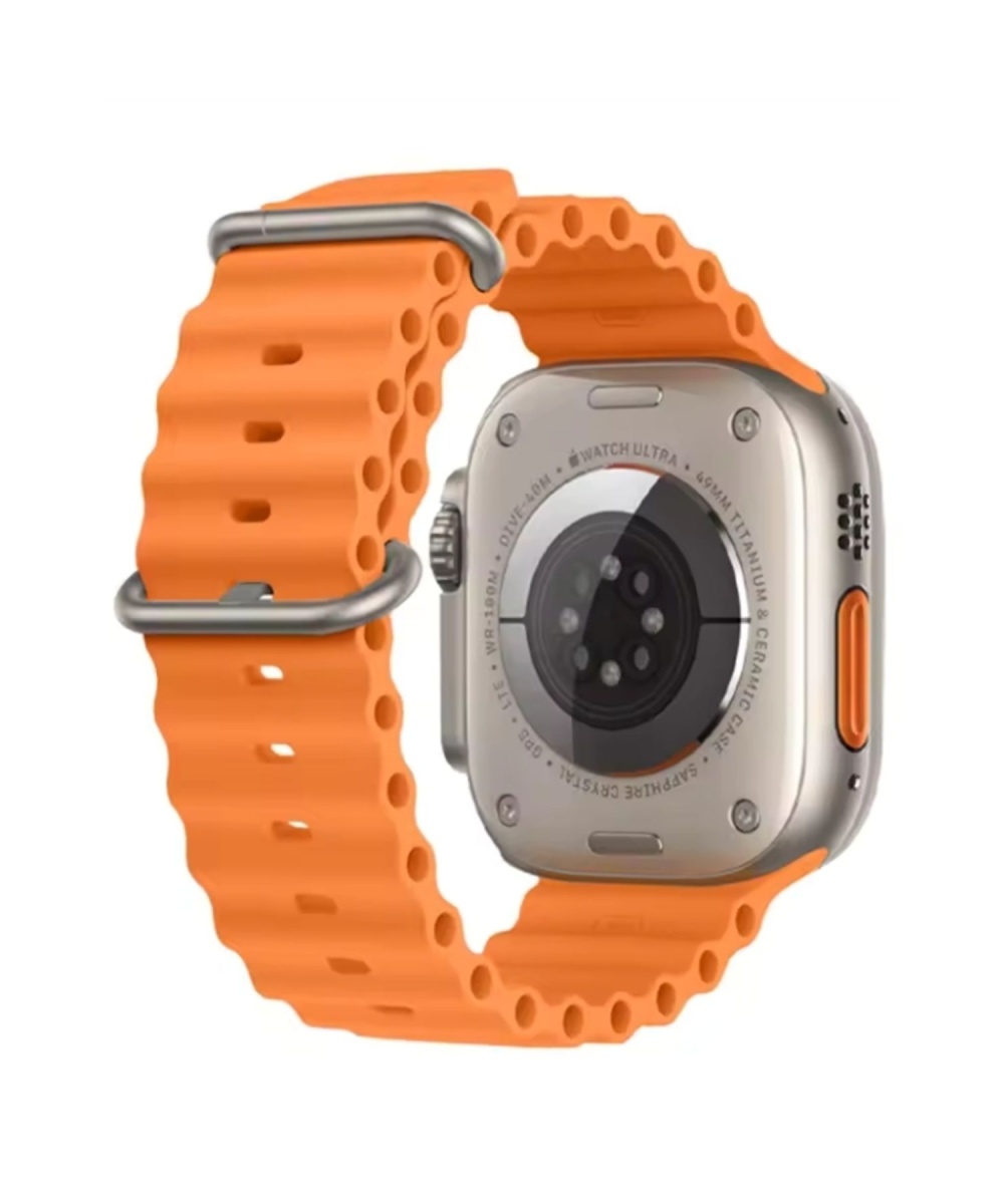 Ocean Loop Turuncu Silikon Kordon 42,44,45,49mm Watch Uyumlu 7,8,9,10,ultra Akıllı Saat Kordon