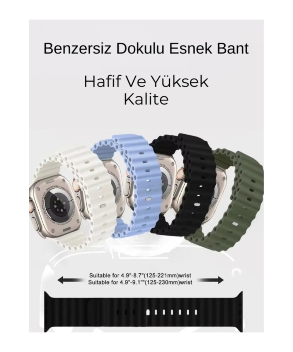 Ocean Loop Beyaz Silikon Kordon 42,44,45,49mm Watch Uyumlu 7,8,9,10,ultra Akıllı Saat Kordonu